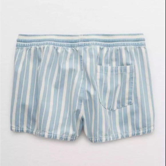 Aerie AmericanEagle Chambray denim shorts pockets striped blue white low rise XL - Picture 2 of 2